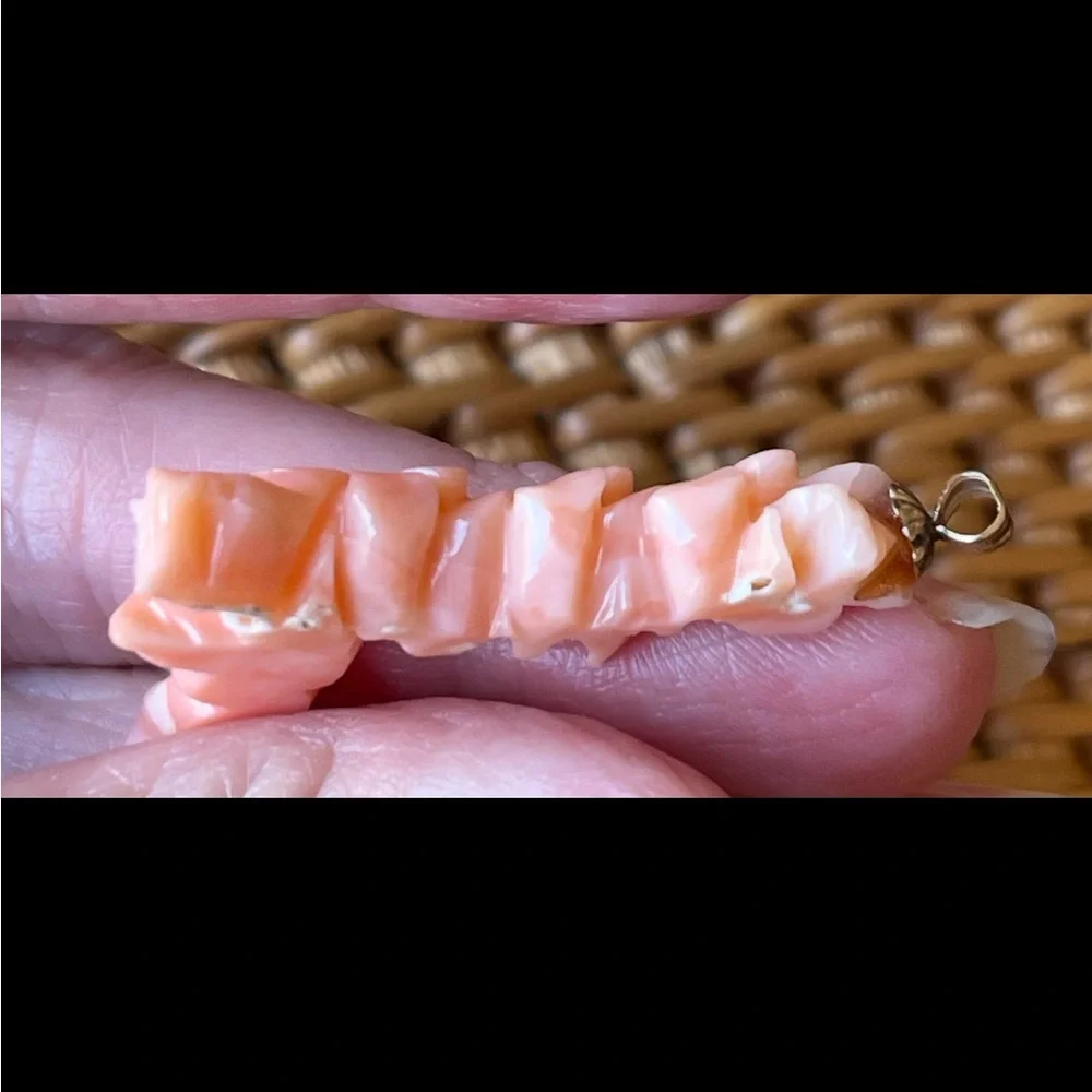 Gorgeous Romantic Carved Floral Genuine Scarce Coral Pendant Enhancer BEAUTEOUS!